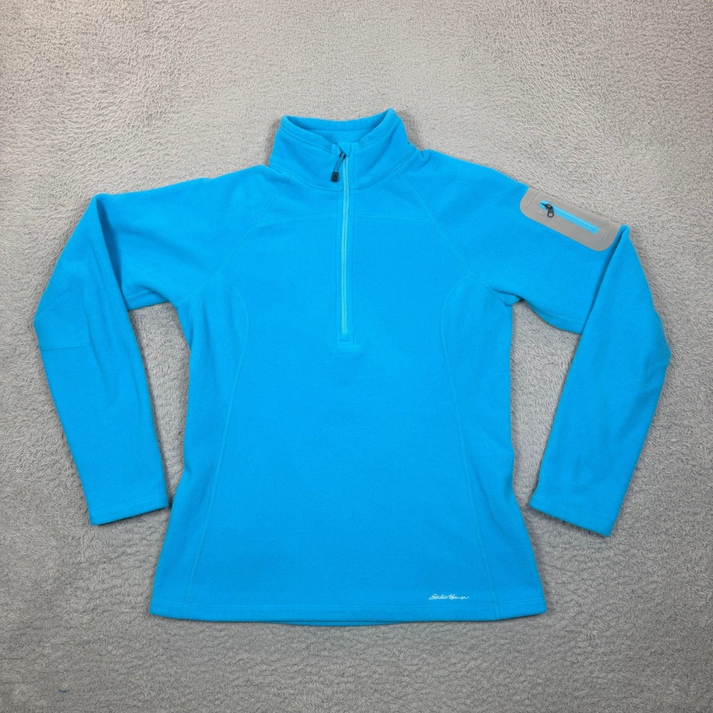 Eddie Bauer First Ascent Womens Medium Blue Polartec Quarter Zip Fleece Pullover